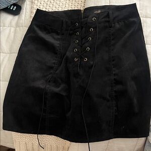 Black corduroy Lace-Up mini Skirt